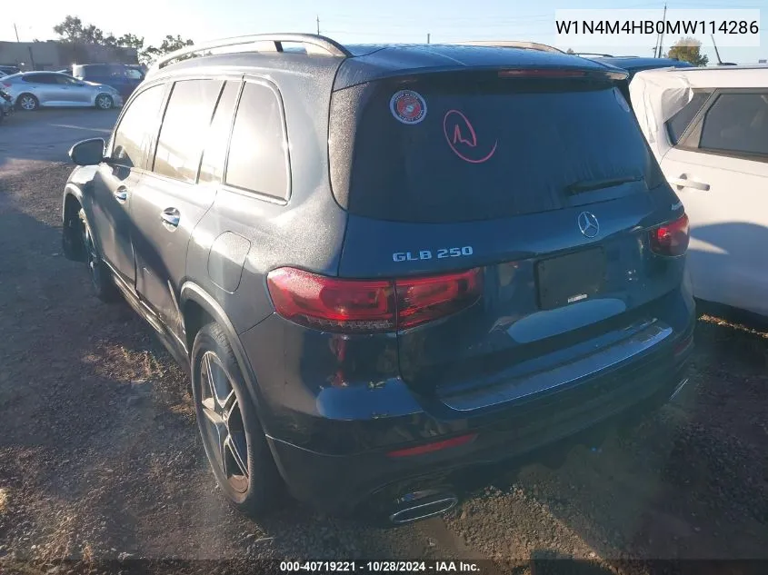 2021 Mercedes-Benz Glb 250 4Matic VIN: W1N4M4HB0MW114286 Lot: 40719221