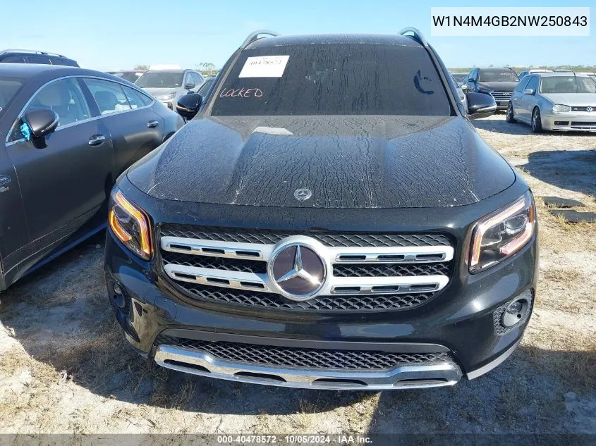 2022 Mercedes-Benz Glb 250 VIN: W1N4M4GB2NW250843 Lot: 40478572