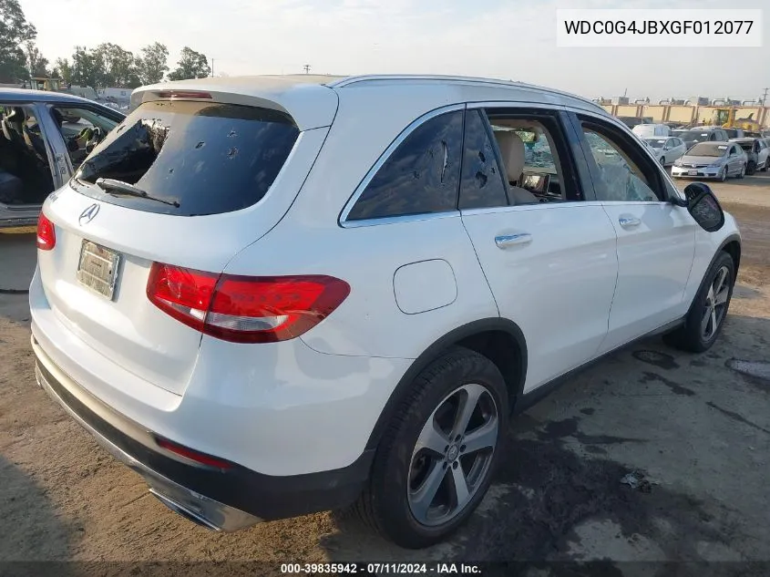 2016 Mercedes-Benz Glc 300 VIN: WDC0G4JBXGF012077 Lot: 39835942