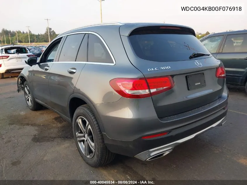 2016 Mercedes-Benz Glc 300 4Matic VIN: WDC0G4KB0GF076918 Lot: 40045534