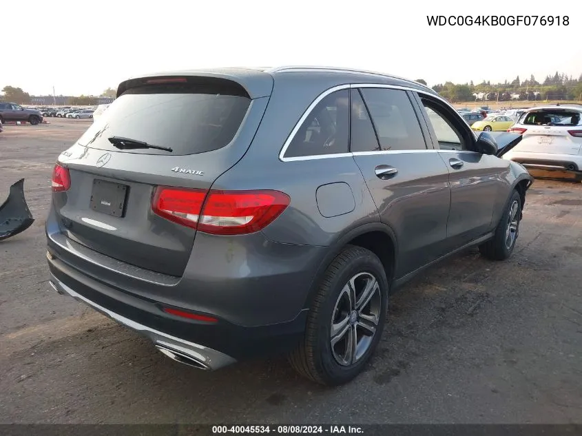 2016 Mercedes-Benz Glc 300 4Matic VIN: WDC0G4KB0GF076918 Lot: 40045534