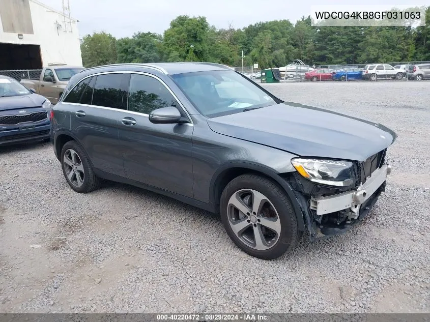 2016 Mercedes-Benz Glc 300 4Matic VIN: WDC0G4KB8GF031063 Lot: 40220472