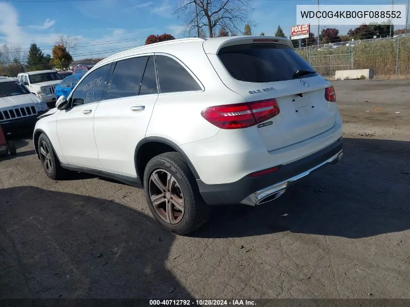 2016 Mercedes-Benz Glc 300 4Matic VIN: WDC0G4KB0GF088552 Lot: 40712792