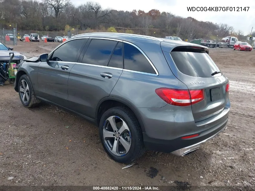 2016 Mercedes-Benz Glc 300 4Matic VIN: WDC0G4KB7GF012147 Lot: 40882420