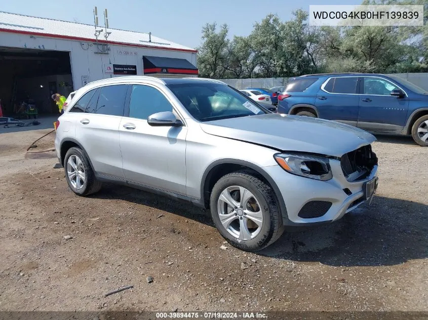 2017 Mercedes-Benz Glc 300 4Matic VIN: WDC0G4KB0HF139839 Lot: 39894475