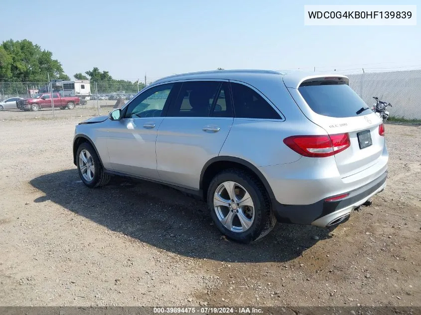 2017 Mercedes-Benz Glc 300 4Matic VIN: WDC0G4KB0HF139839 Lot: 39894475