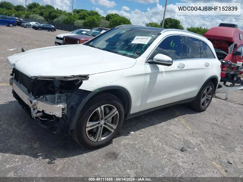 2017 Mercedes-Benz Glc 300 VIN: WDC0G4JB8HF152839 Lot: 40111555