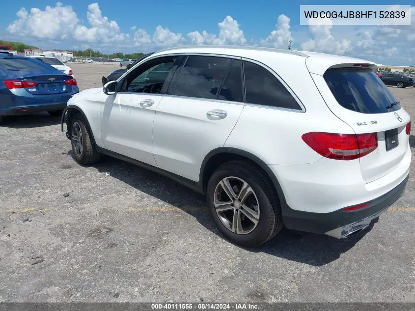 2017 Mercedes-Benz Glc 300 VIN: WDC0G4JB8HF152839 Lot: 40111555