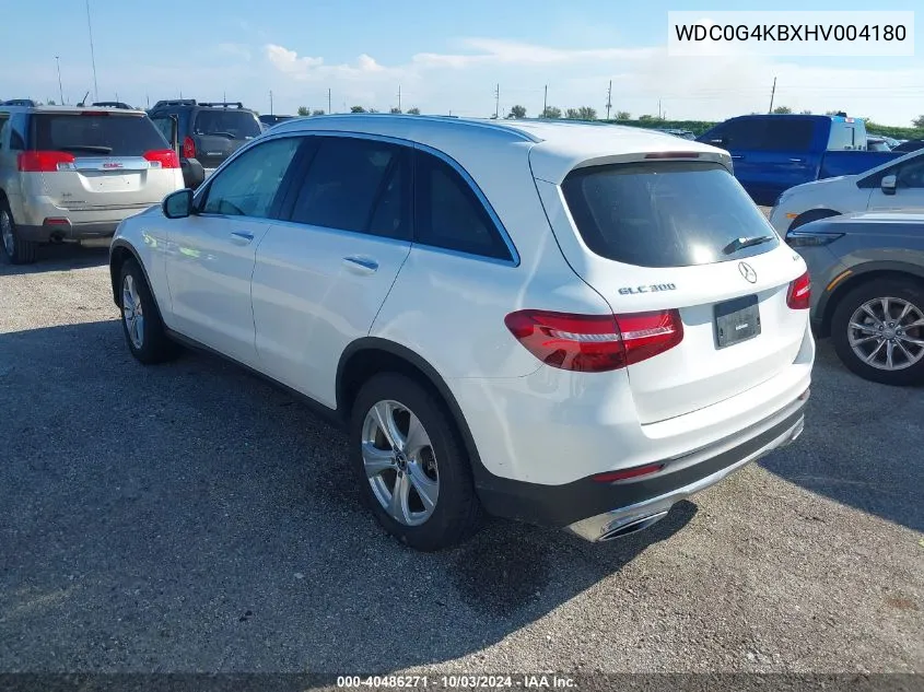 2017 Mercedes-Benz Glc 300 4Matic VIN: WDC0G4KBXHV004180 Lot: 40486271