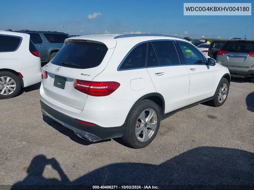 2017 Mercedes-Benz Glc 300 4Matic VIN: WDC0G4KBXHV004180 Lot: 40486271