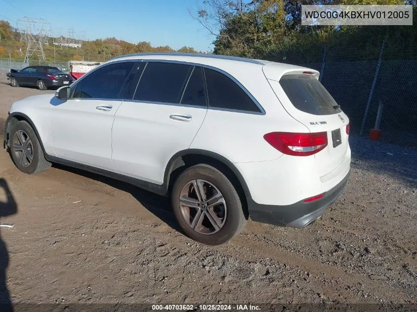 2017 Mercedes-Benz Glc 300 4Matic VIN: WDC0G4KBXHV012005 Lot: 40703602