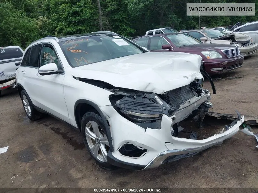 2018 Mercedes-Benz Glc 300 4Matic VIN: WDC0G4KB0JV040465 Lot: 39474107