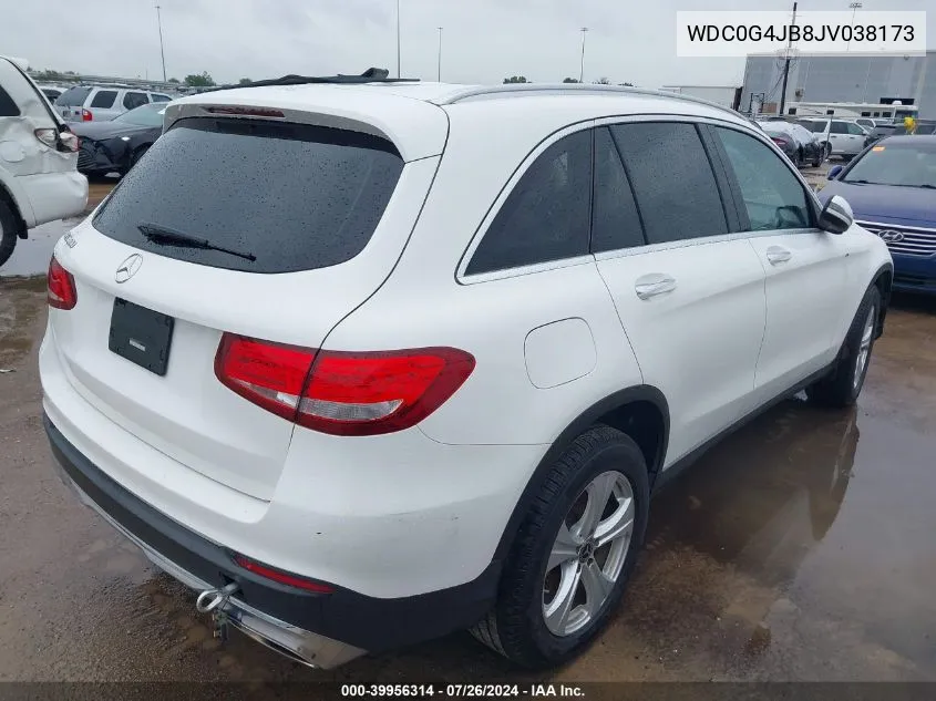 2018 Mercedes-Benz Glc 300 VIN: WDC0G4JB8JV038173 Lot: 39956314