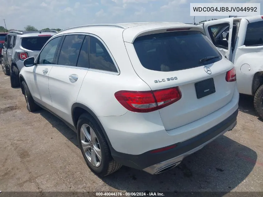 2018 Mercedes-Benz Glc 300 VIN: WDC0G4JB8JV044992 Lot: 40044376