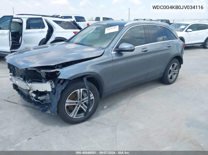 2018 Mercedes-Benz Glc 300 4Matic VIN: WDC0G4KB0JV034116 Lot: 40046581