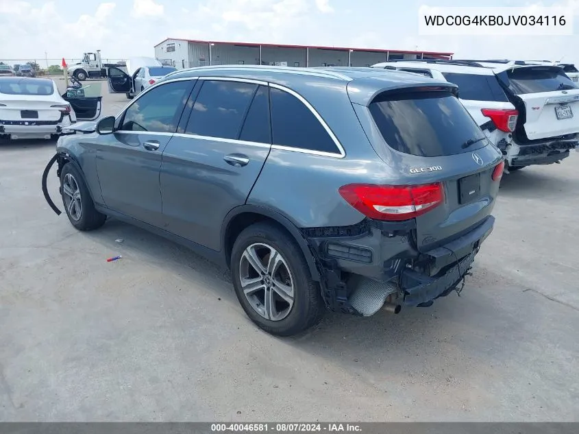 2018 Mercedes-Benz Glc 300 4Matic VIN: WDC0G4KB0JV034116 Lot: 40046581