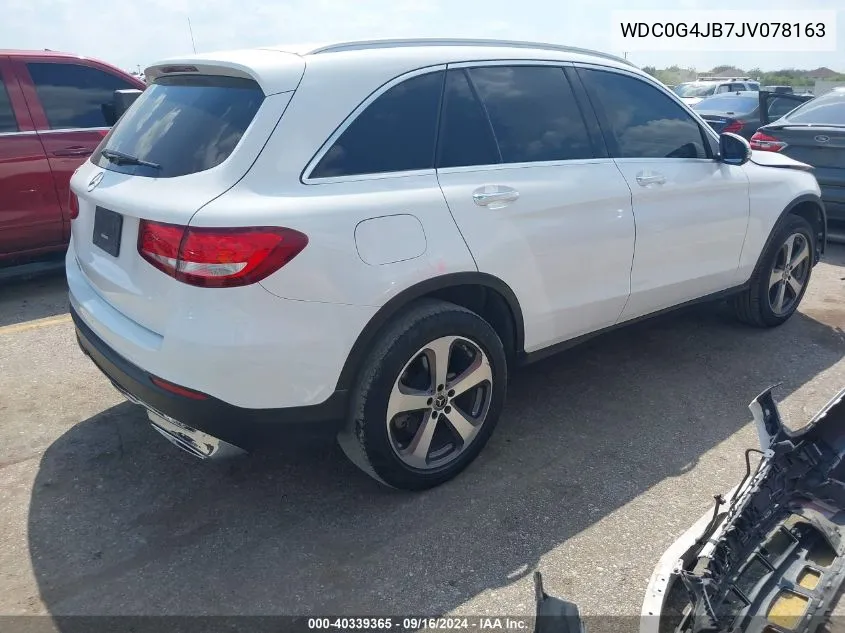 2018 Mercedes-Benz Glc 300 VIN: WDC0G4JB7JV078163 Lot: 40339365