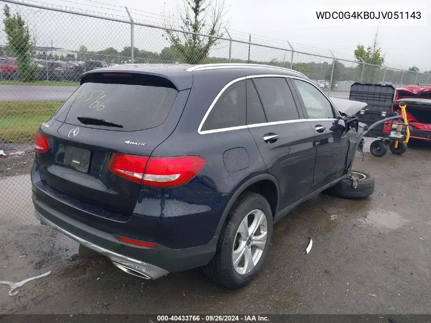 2018 Mercedes-Benz Glc 300 300 4Matic VIN: WDC0G4KB0JV051143 Lot: 40433766