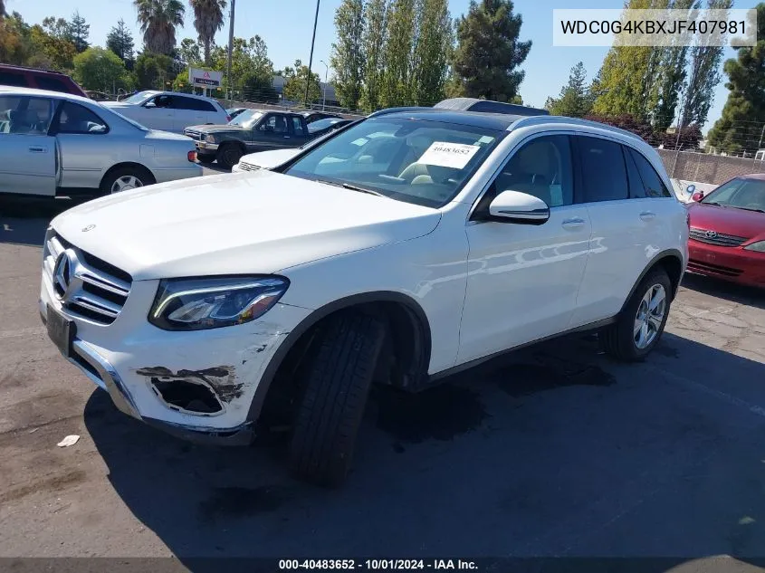 2018 Mercedes-Benz Glc 300 4Matic VIN: WDC0G4KBXJF407981 Lot: 40483652