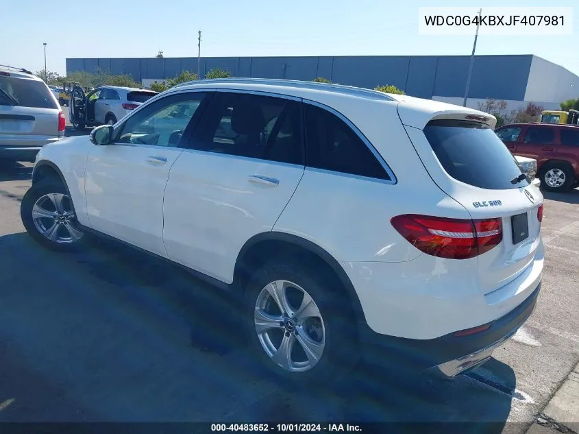 2018 Mercedes-Benz Glc 300 4Matic VIN: WDC0G4KBXJF407981 Lot: 40483652