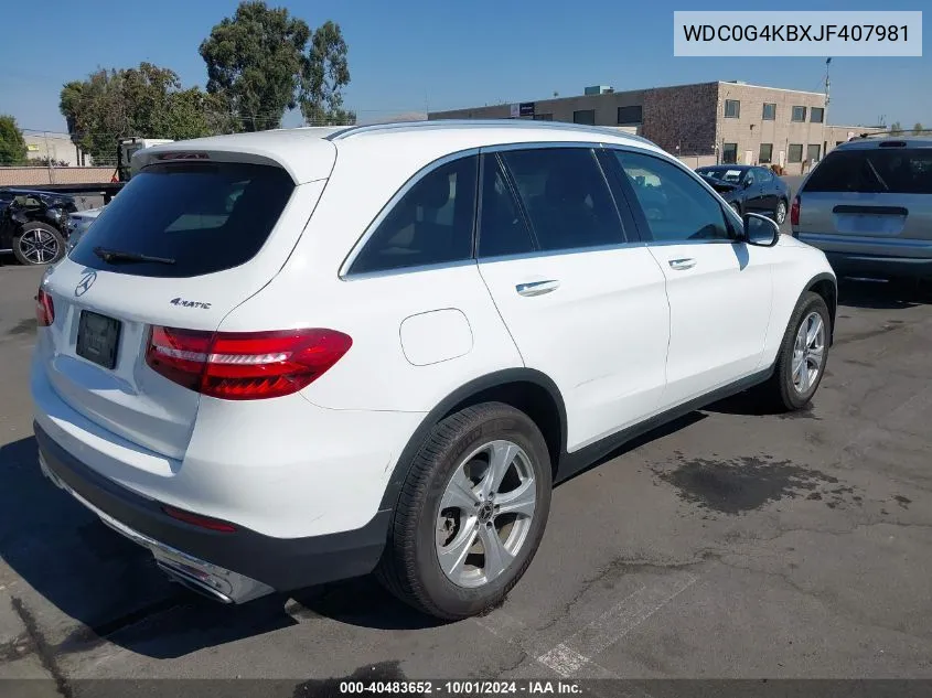 2018 Mercedes-Benz Glc 300 4Matic VIN: WDC0G4KBXJF407981 Lot: 40483652