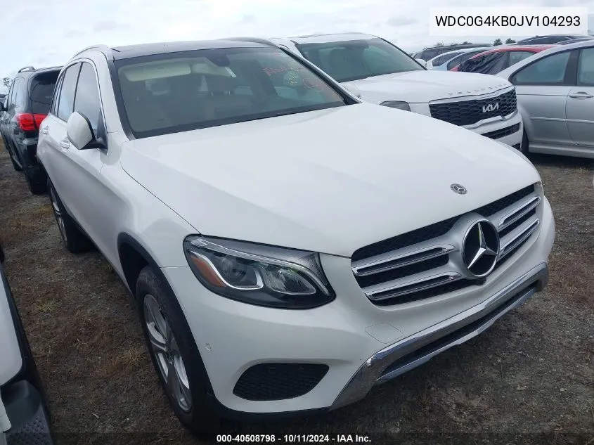 2018 Mercedes-Benz Glc 300 4Matic VIN: WDC0G4KB0JV104293 Lot: 40508798