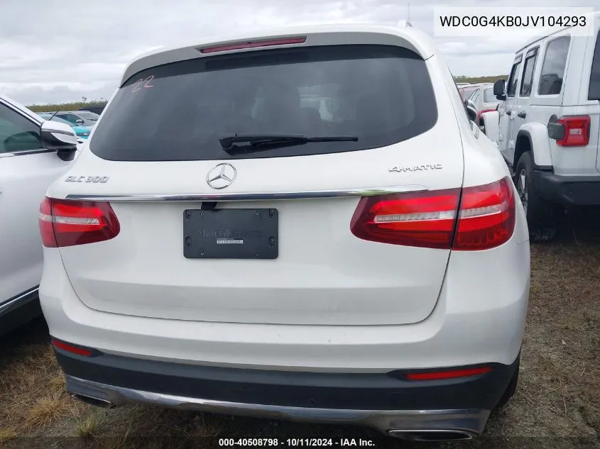 2018 Mercedes-Benz Glc 300 4Matic VIN: WDC0G4KB0JV104293 Lot: 40508798