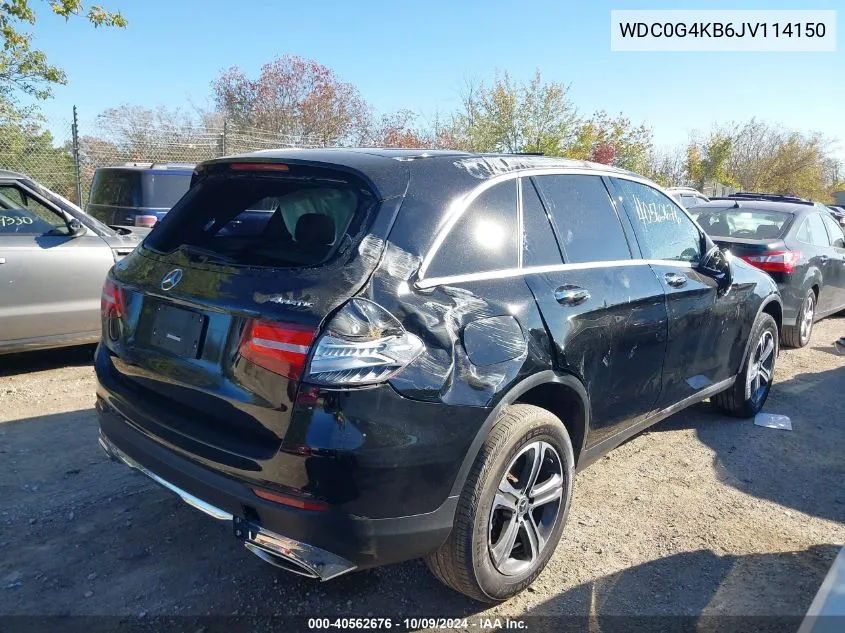 2018 Mercedes-Benz Glc 300 4Matic VIN: WDC0G4KB6JV114150 Lot: 40562676