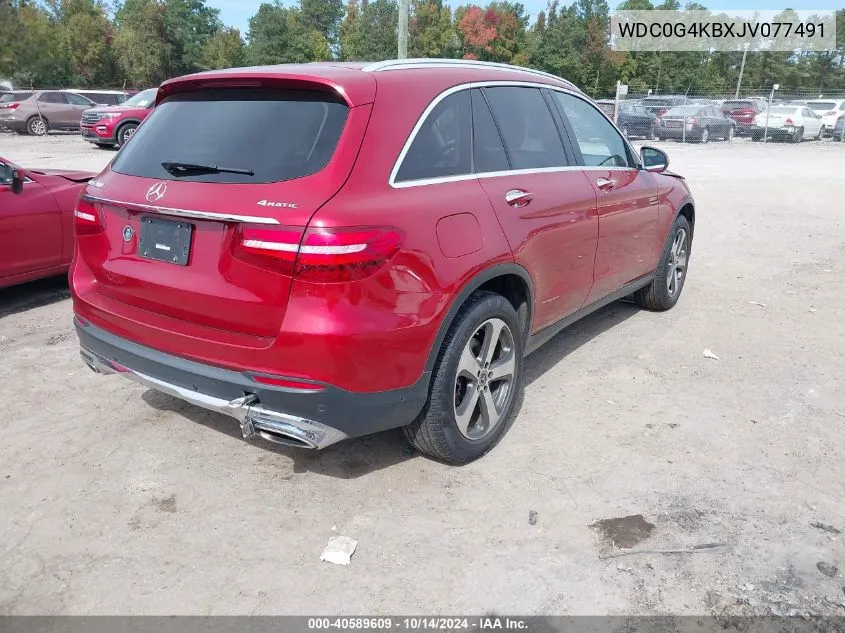 2018 Mercedes-Benz Glc 300 4Matic VIN: WDC0G4KBXJV077491 Lot: 40589609