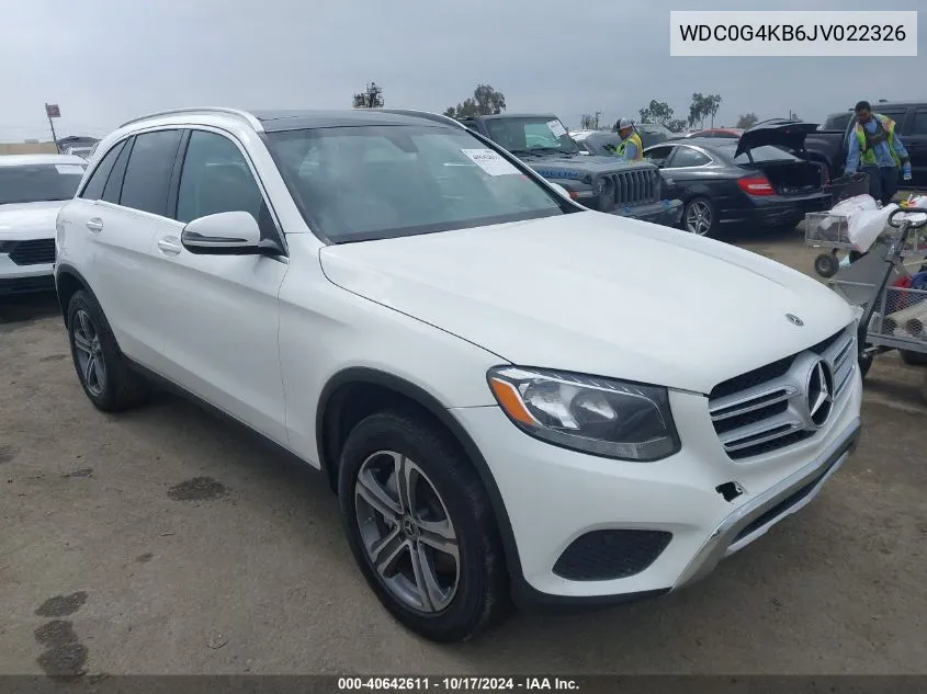 2018 Mercedes-Benz Glc 300 4Matic VIN: WDC0G4KB6JV022326 Lot: 40642611