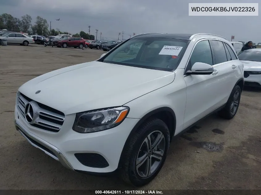 2018 Mercedes-Benz Glc 300 4Matic VIN: WDC0G4KB6JV022326 Lot: 40642611