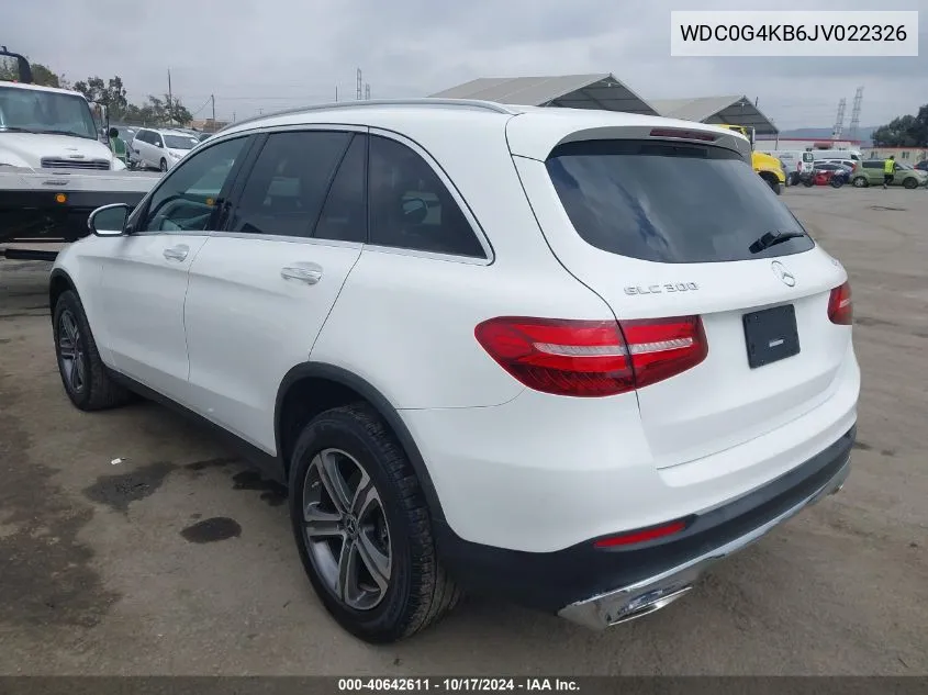 2018 Mercedes-Benz Glc 300 4Matic VIN: WDC0G4KB6JV022326 Lot: 40642611