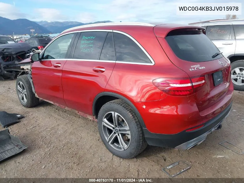 2018 Mercedes-Benz Glc 300 4Matic VIN: WDC0G4KB3JV015978 Lot: 40753170