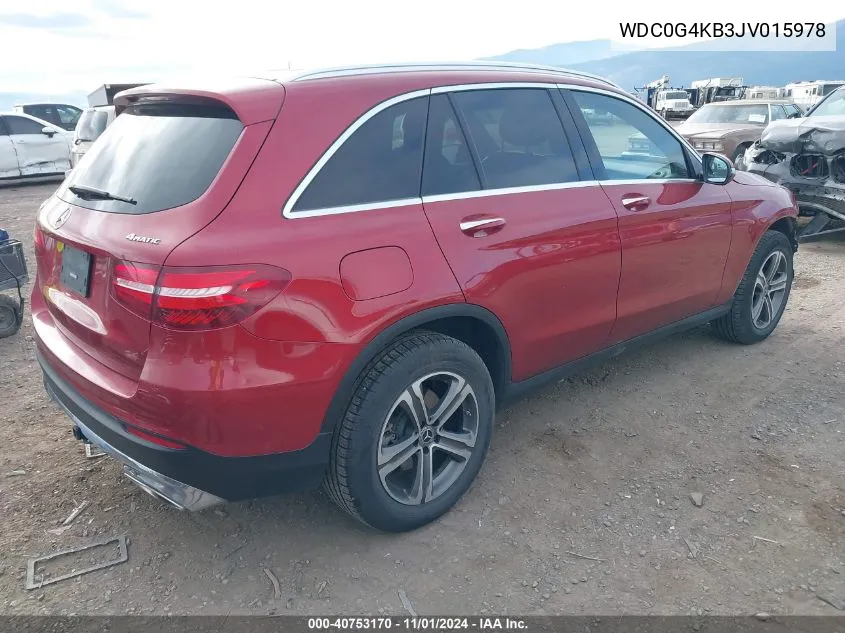 2018 Mercedes-Benz Glc 300 4Matic VIN: WDC0G4KB3JV015978 Lot: 40753170