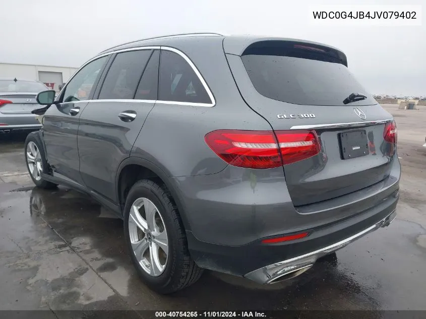 2018 Mercedes-Benz Glc 300 VIN: WDC0G4JB4JV079402 Lot: 40754265