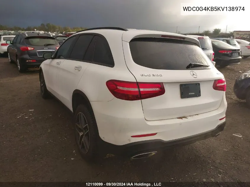 2019 Mercedes-Benz Glc VIN: WDC0G4KB5KV138974 Lot: 12110099