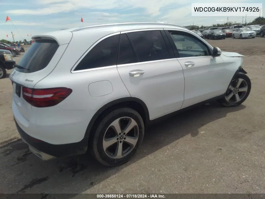 2019 Mercedes-Benz Glc 300 4Matic VIN: WDC0G4KB9KV174926 Lot: 39850124