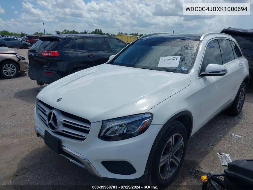 2019 Mercedes-Benz Glc 300 VIN: WDC0G4JBXK1000694 Lot: 39960703