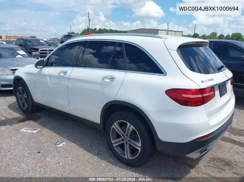 2019 Mercedes-Benz Glc 300 VIN: WDC0G4JBXK1000694 Lot: 39960703