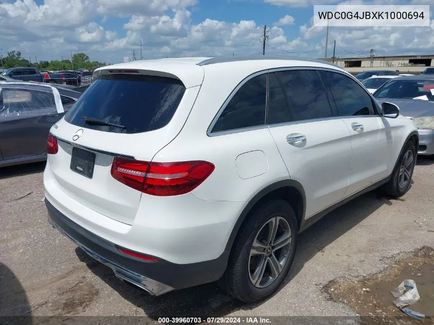 2019 Mercedes-Benz Glc 300 VIN: WDC0G4JBXK1000694 Lot: 39960703