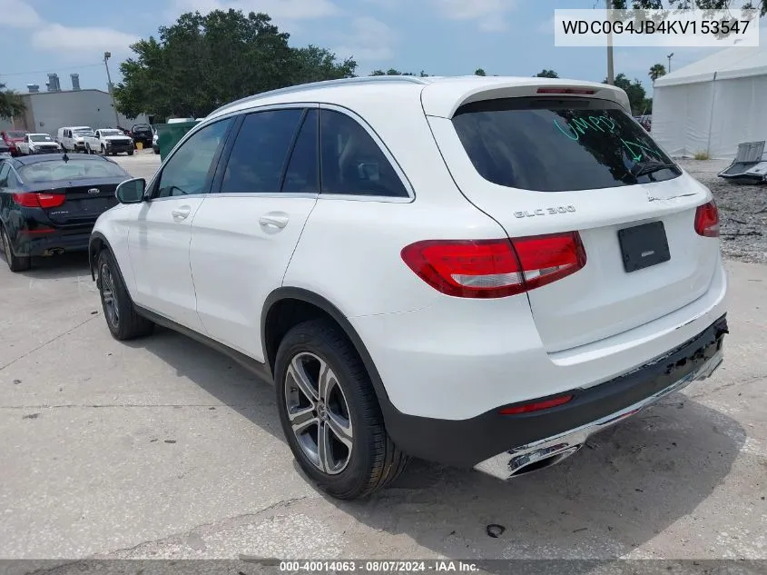 2019 Mercedes-Benz Glc 300 VIN: WDC0G4JB4KV153547 Lot: 40014063