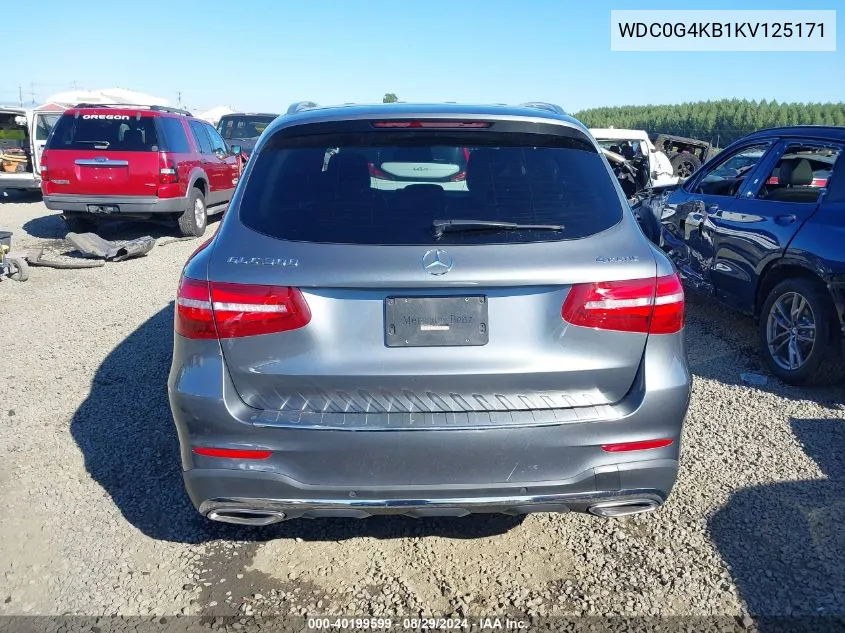 2019 Mercedes-Benz Glc 300 4Matic VIN: WDC0G4KB1KV125171 Lot: 40199599