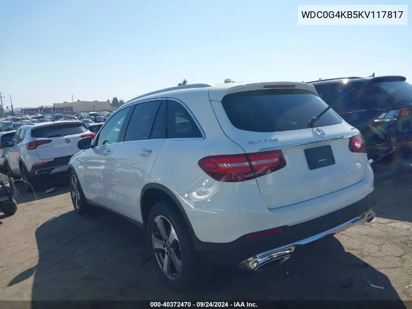 2019 Mercedes-Benz Glc 300 4Matic VIN: WDC0G4KB5KV117817 Lot: 40372470