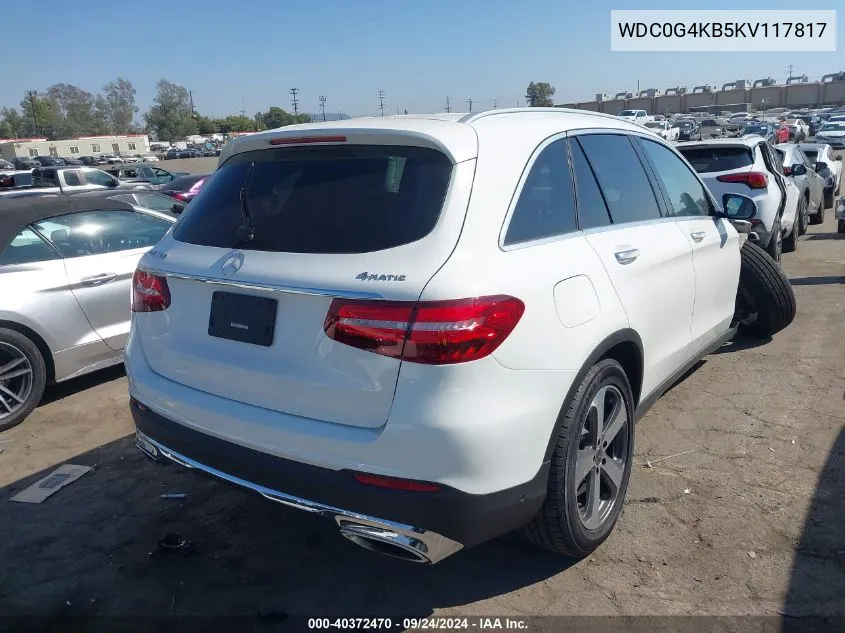 2019 Mercedes-Benz Glc 300 4Matic VIN: WDC0G4KB5KV117817 Lot: 40372470