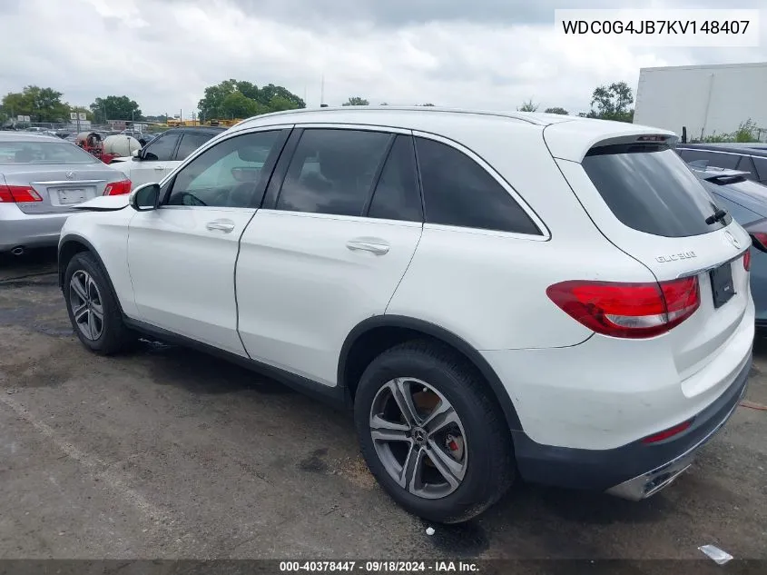 2019 Mercedes-Benz Glc 300 VIN: WDC0G4JB7KV148407 Lot: 40378447