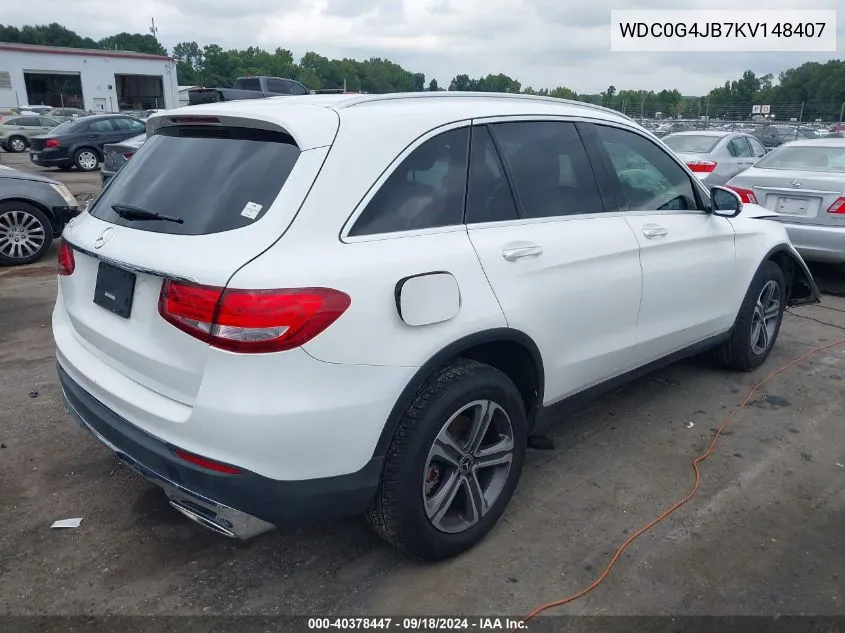 2019 Mercedes-Benz Glc 300 VIN: WDC0G4JB7KV148407 Lot: 40378447