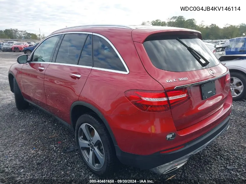 2019 Mercedes-Benz Glc 300 300 VIN: WDC0G4JB4KV146114 Lot: 40451658