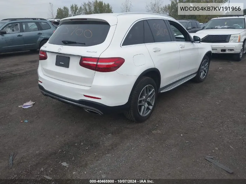 2019 Mercedes-Benz Glc 300 300 4Matic VIN: WDC0G4KB7KV191966 Lot: 40465900