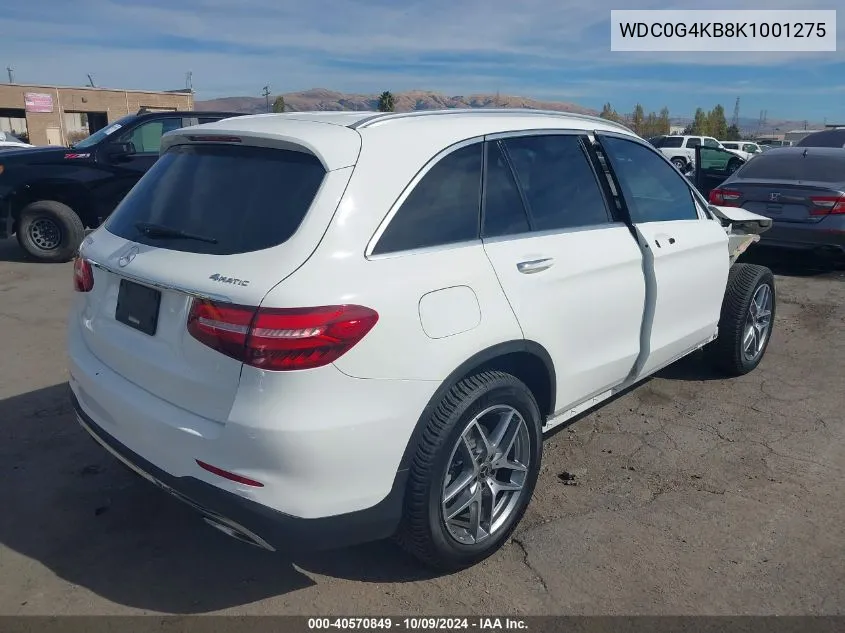 2019 Mercedes-Benz Glc 300 4Matic VIN: WDC0G4KB8K1001275 Lot: 40570849