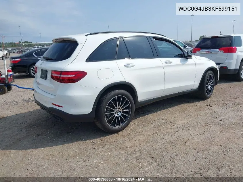 2019 Mercedes-Benz Glc 300 VIN: WDC0G4JB3KF599151 Lot: 40596638